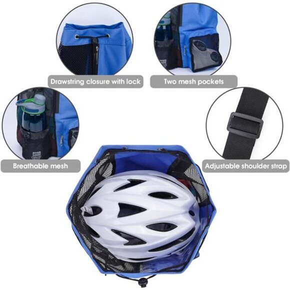 Swim Bag Mesh Drawstring Backpack with Wet Pocket for Swimming,Gym& Workout Gear - Picture 6 of 7